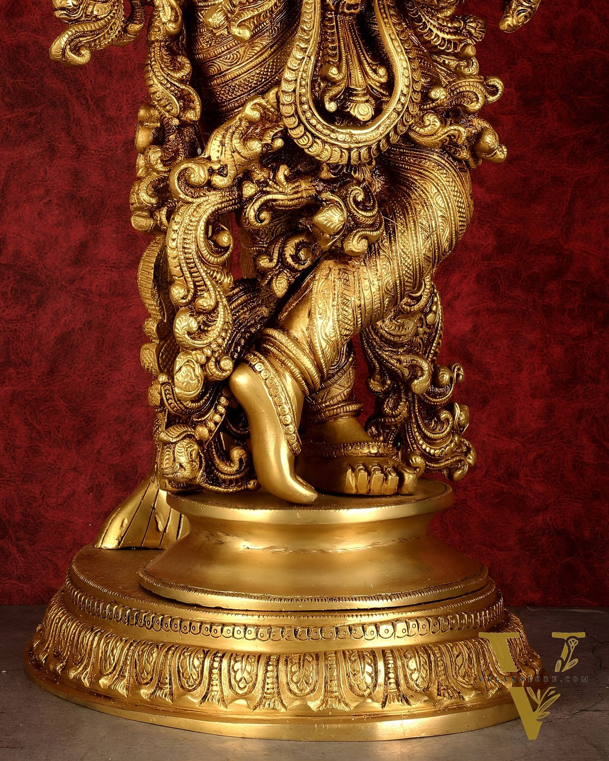 Brass Superfine Krishna under tree statue 35"