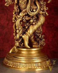 Brass Superfine Krishna under tree statue 35"