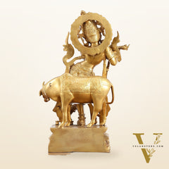 Brass Superfine Krishna with Cow Statue | Divine Elegance | Height 24 Inch