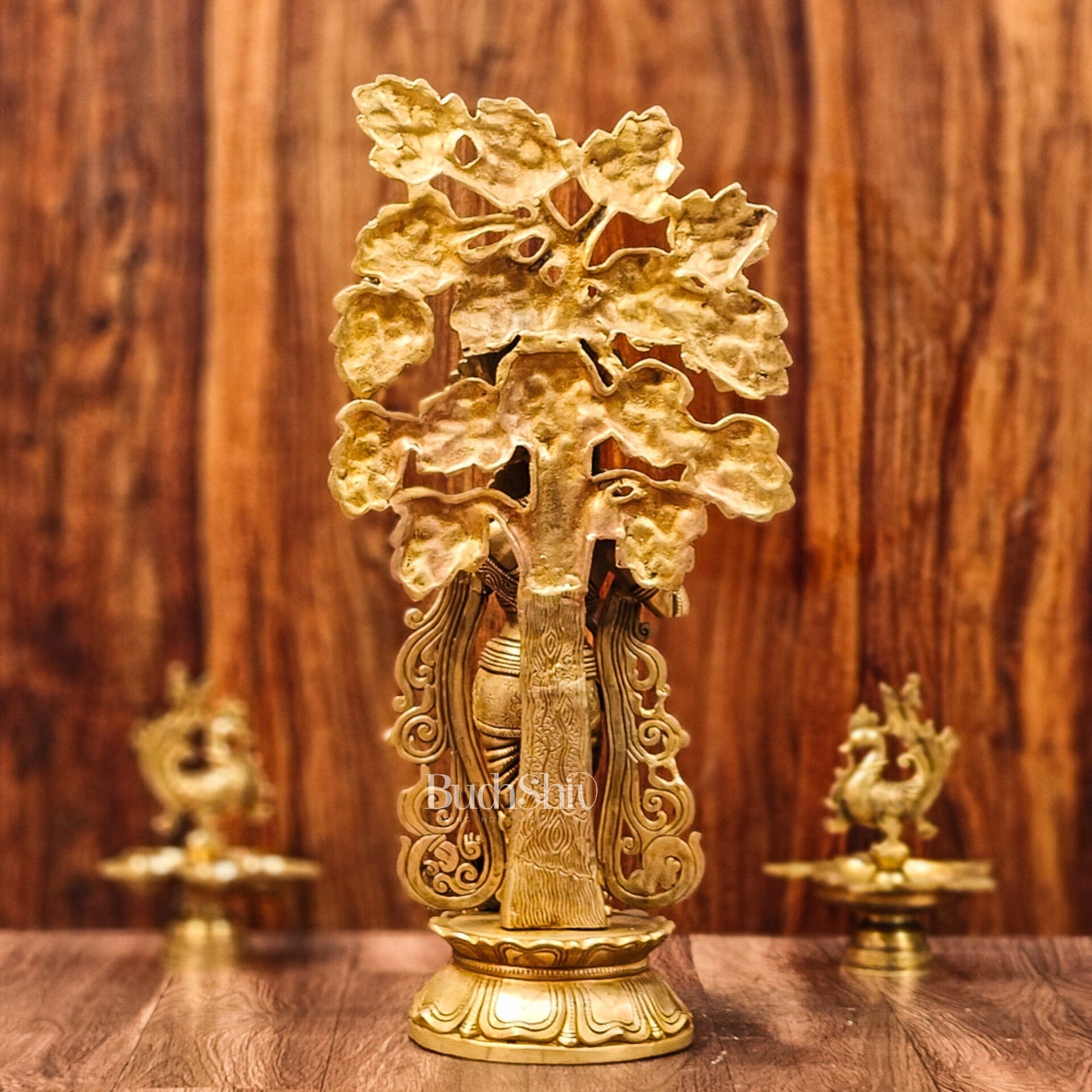 Brass Superfine Krishna with Kalpavriksha Tree