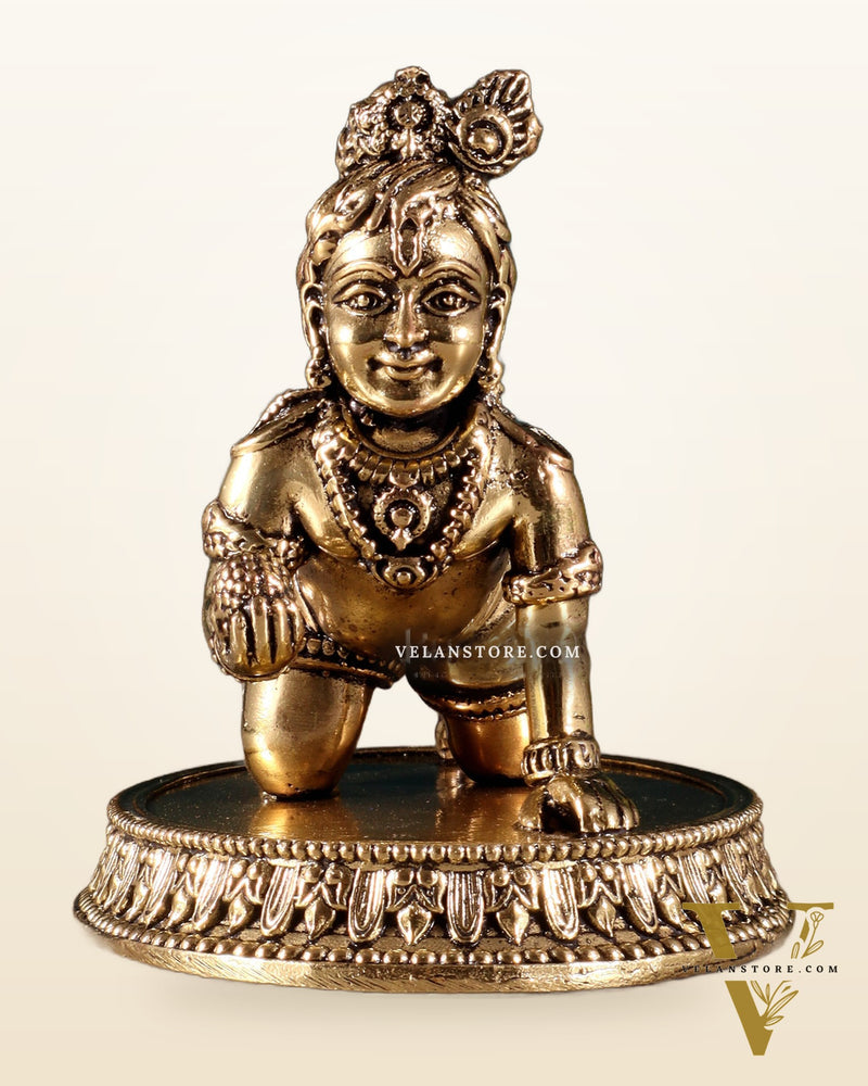 Brass Superfine Laddoo Gopal Idol 3 inch with base