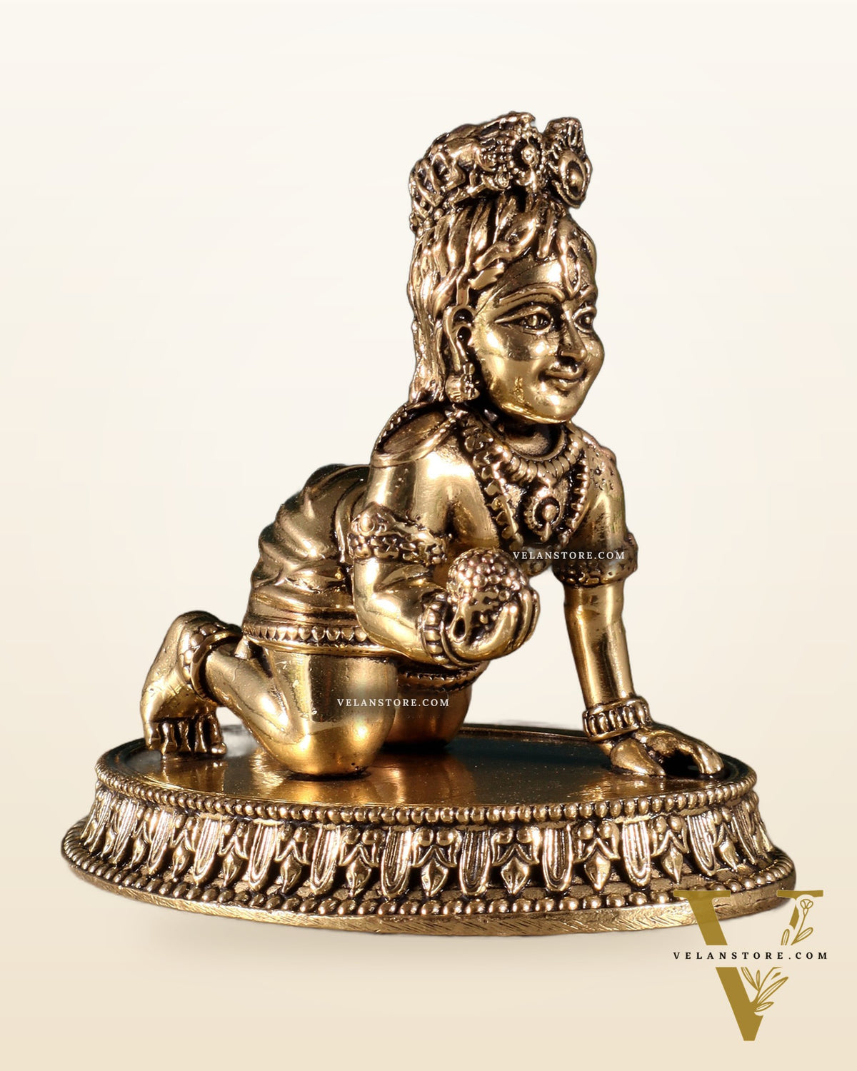 Brass Superfine Laddoo Gopal Idol 3 inch with base