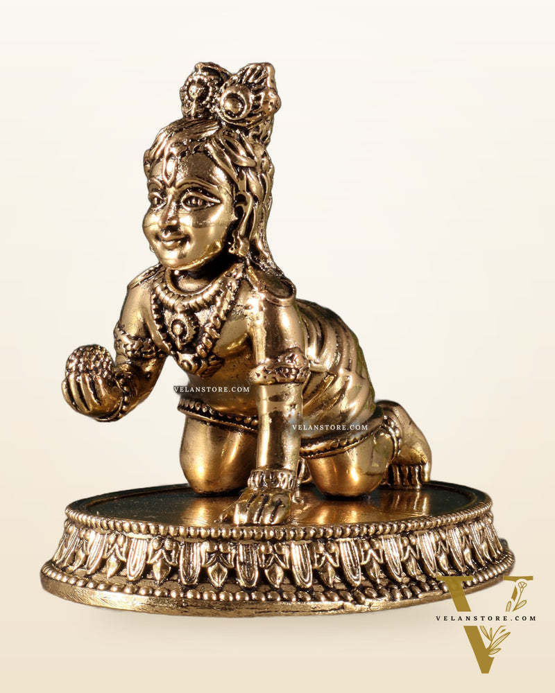 Brass Superfine Laddoo Gopal Idol 3 inch with base