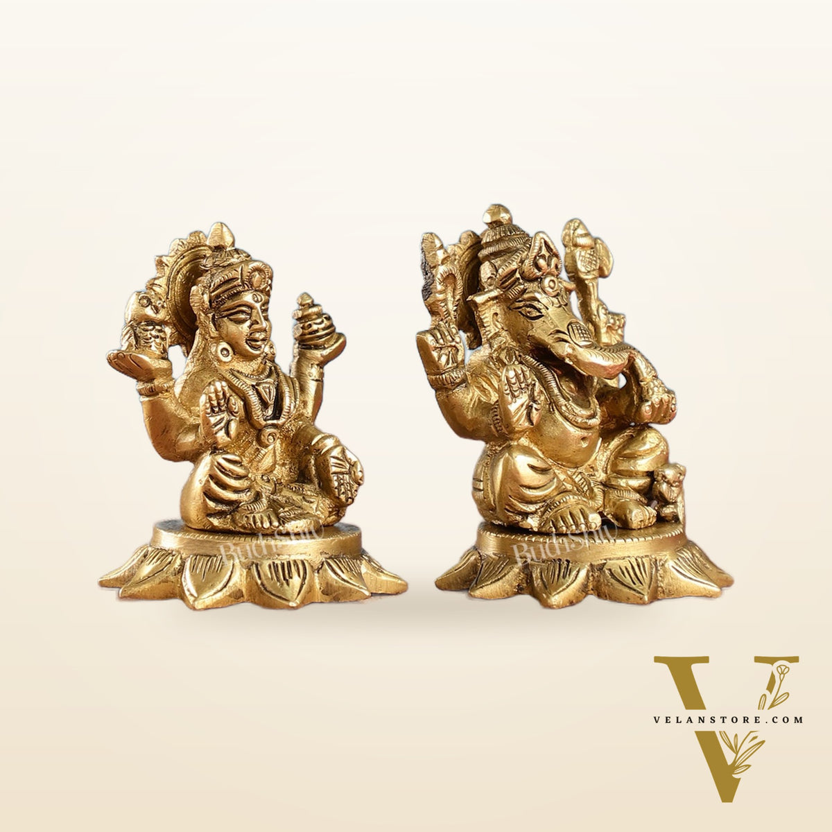 Brass Superfine Lakshmi & Ganesha Idols Set | 3"