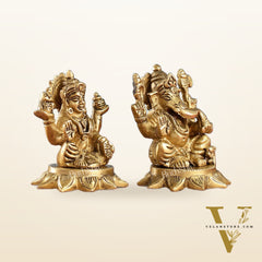 Brass Superfine Lakshmi & Ganesha Idols Set | 3"