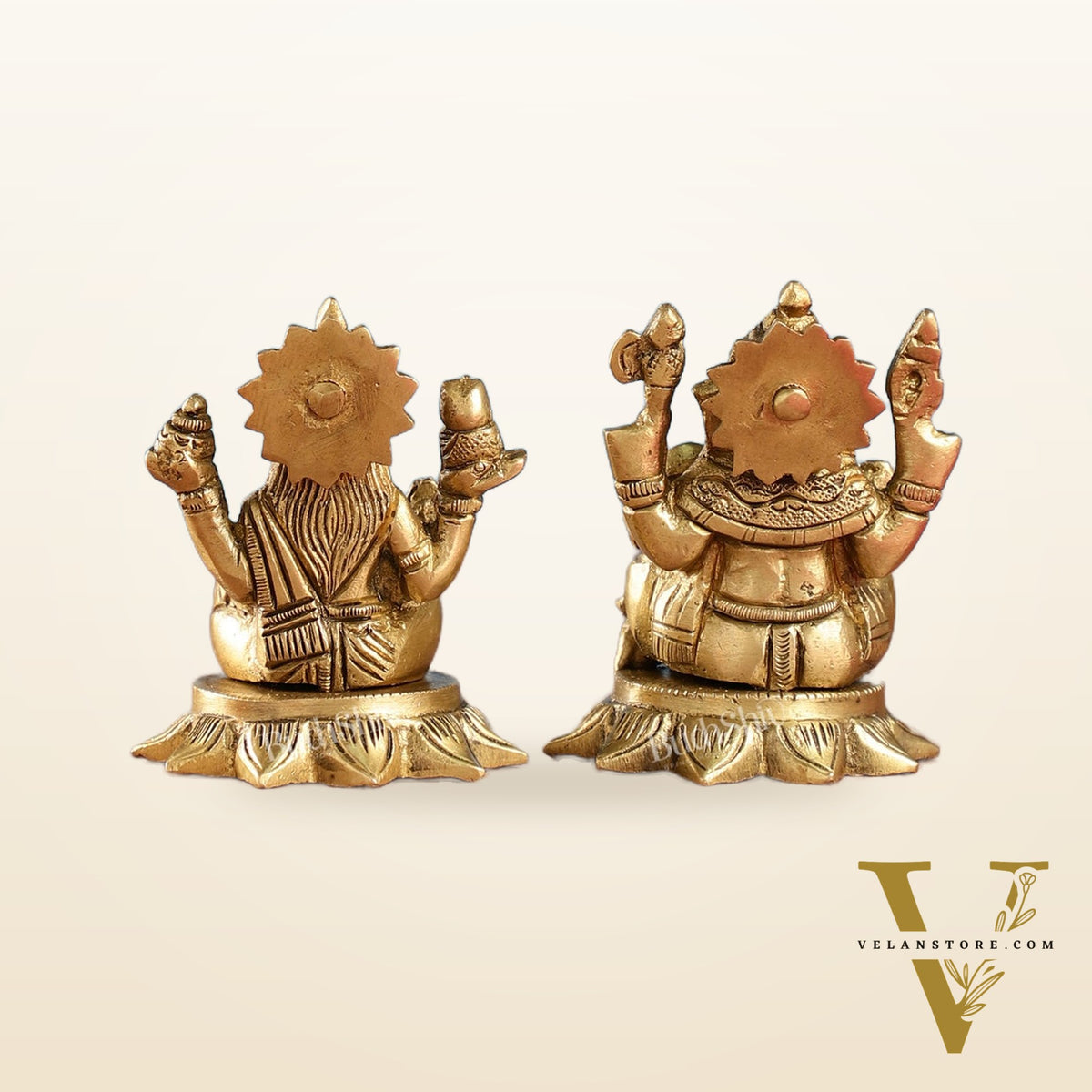 Brass Superfine Lakshmi & Ganesha Idols Set | 3"