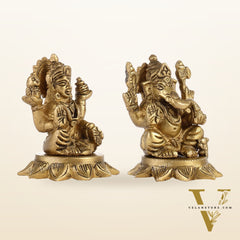 Brass Superfine Lakshmi & Ganesha Idols Set | 3"