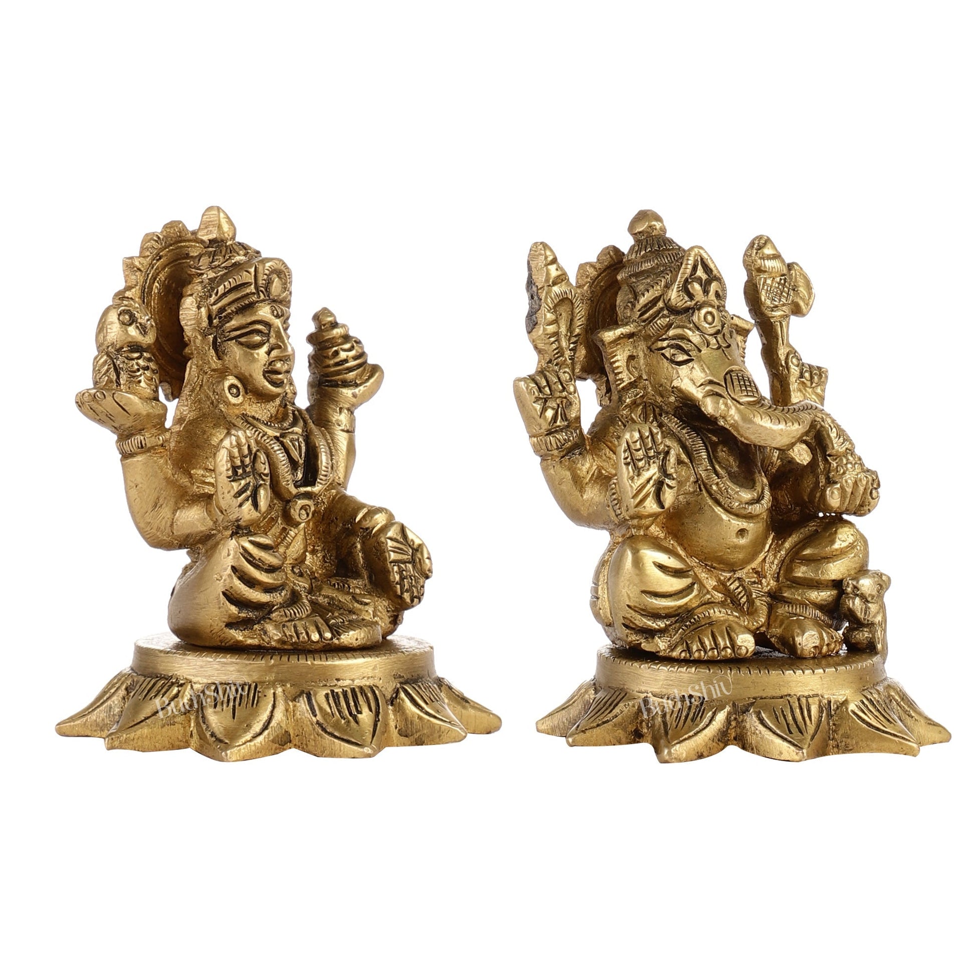 Brass Superfine Lakshmi & Ganesha Idols Set | 3"
