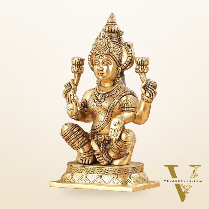 Brass Superfine Lakshmi Idol - 11.5 Inch Statue