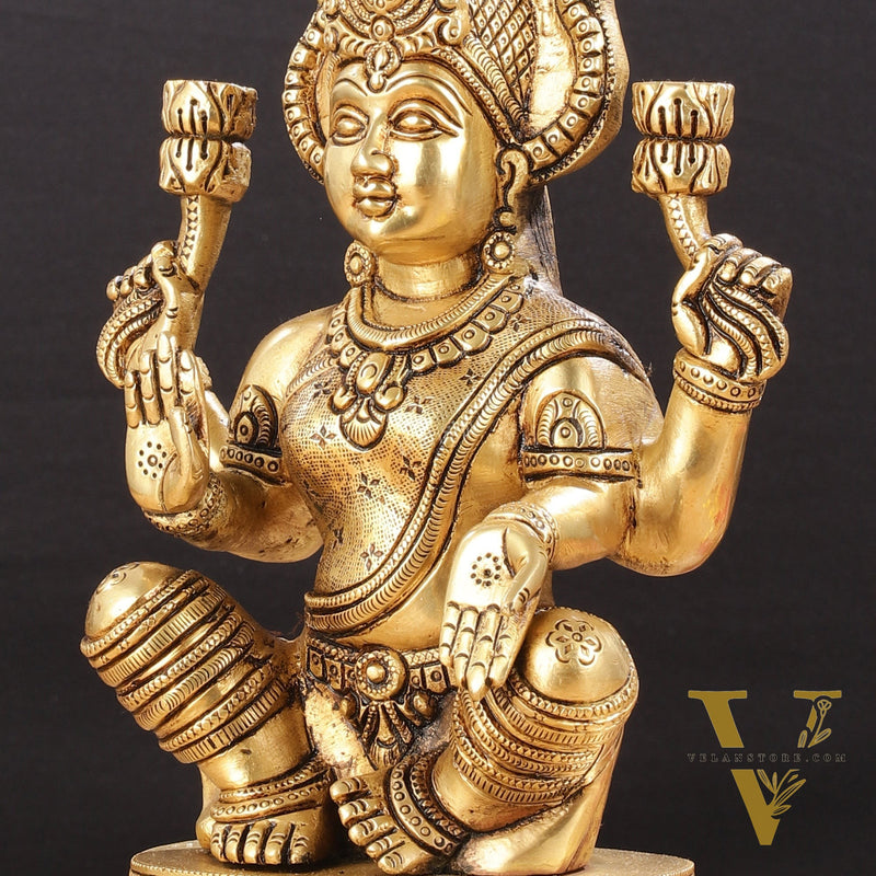 Brass Superfine Lakshmi Idol - 11.5 Inch Statue