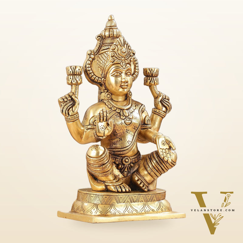 Brass Superfine Lakshmi Idol - 11.5 Inch Statue
