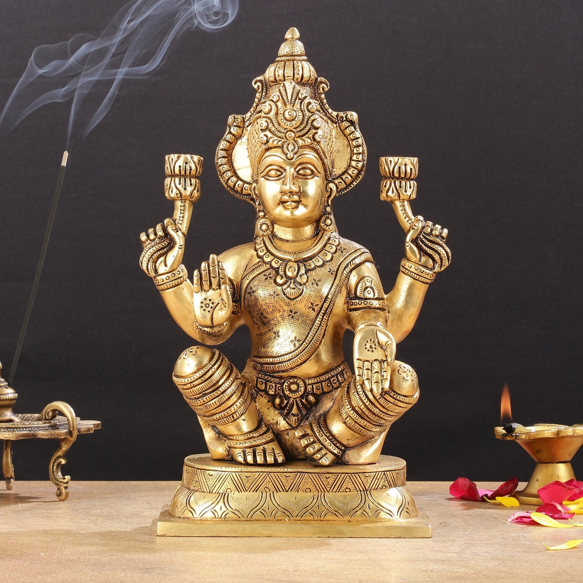 Brass Superfine Lakshmi Idol - 11.5 Inch Statue