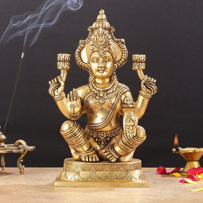 Brass Superfine Lakshmi Idol - 11.5 Inch Statue