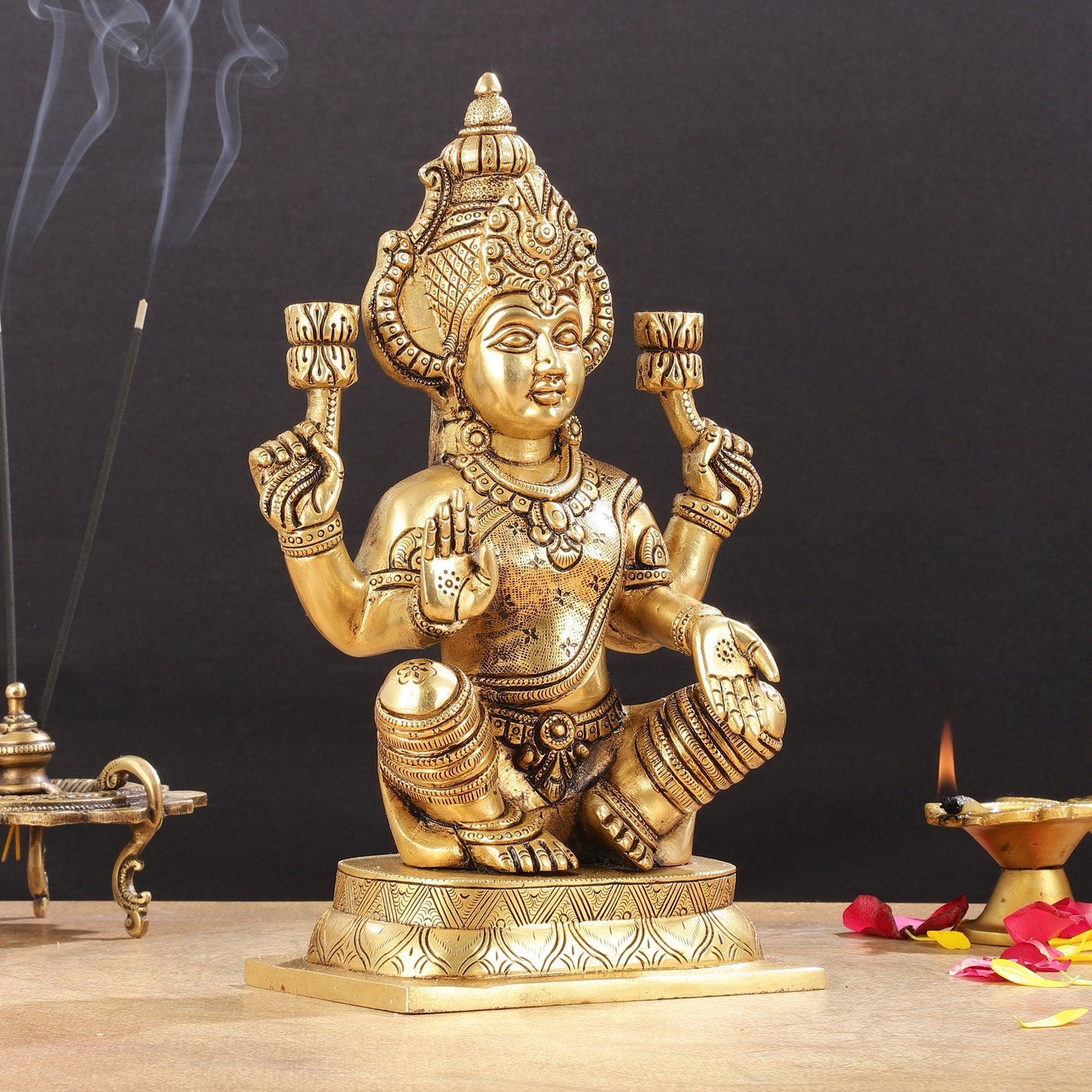 Brass Superfine Lakshmi Idol - 11.5 Inch Statue
