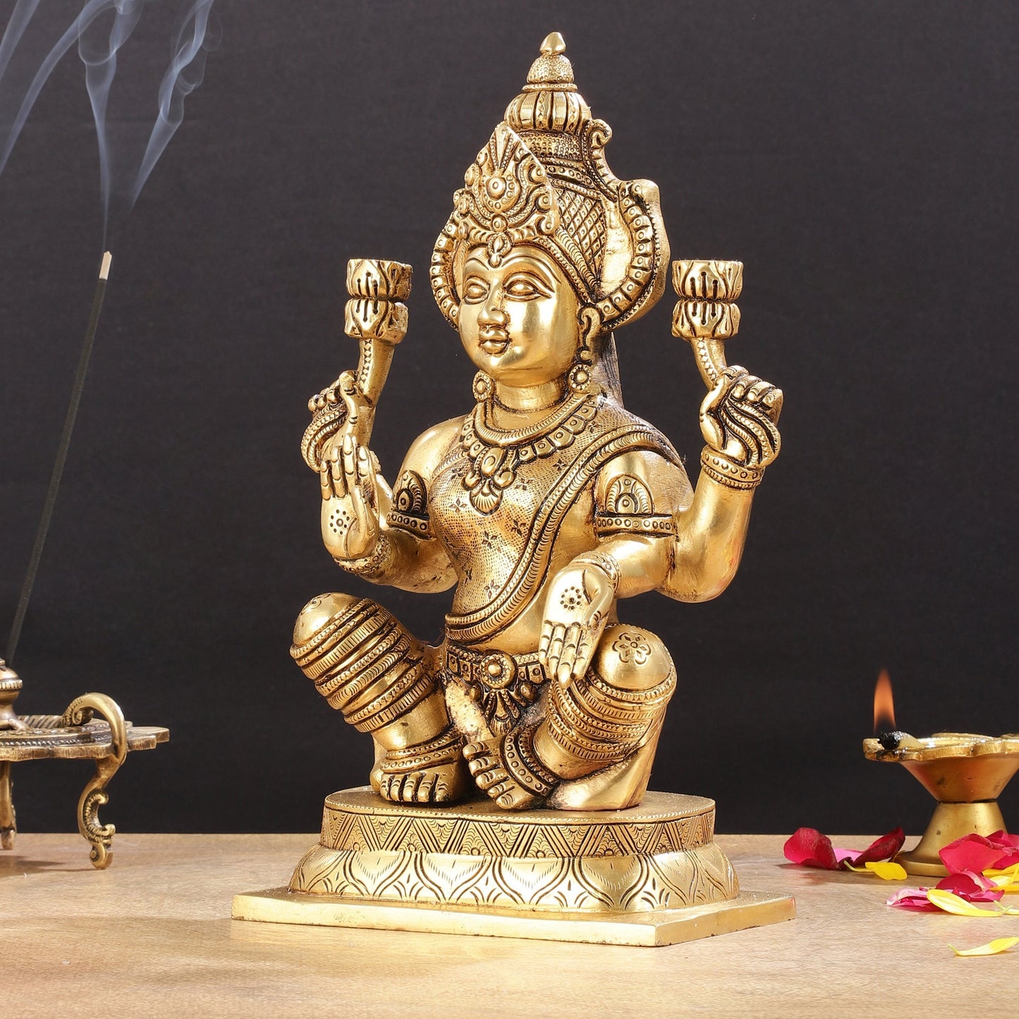 Brass Superfine Lakshmi Idol - 11.5 Inch Statue