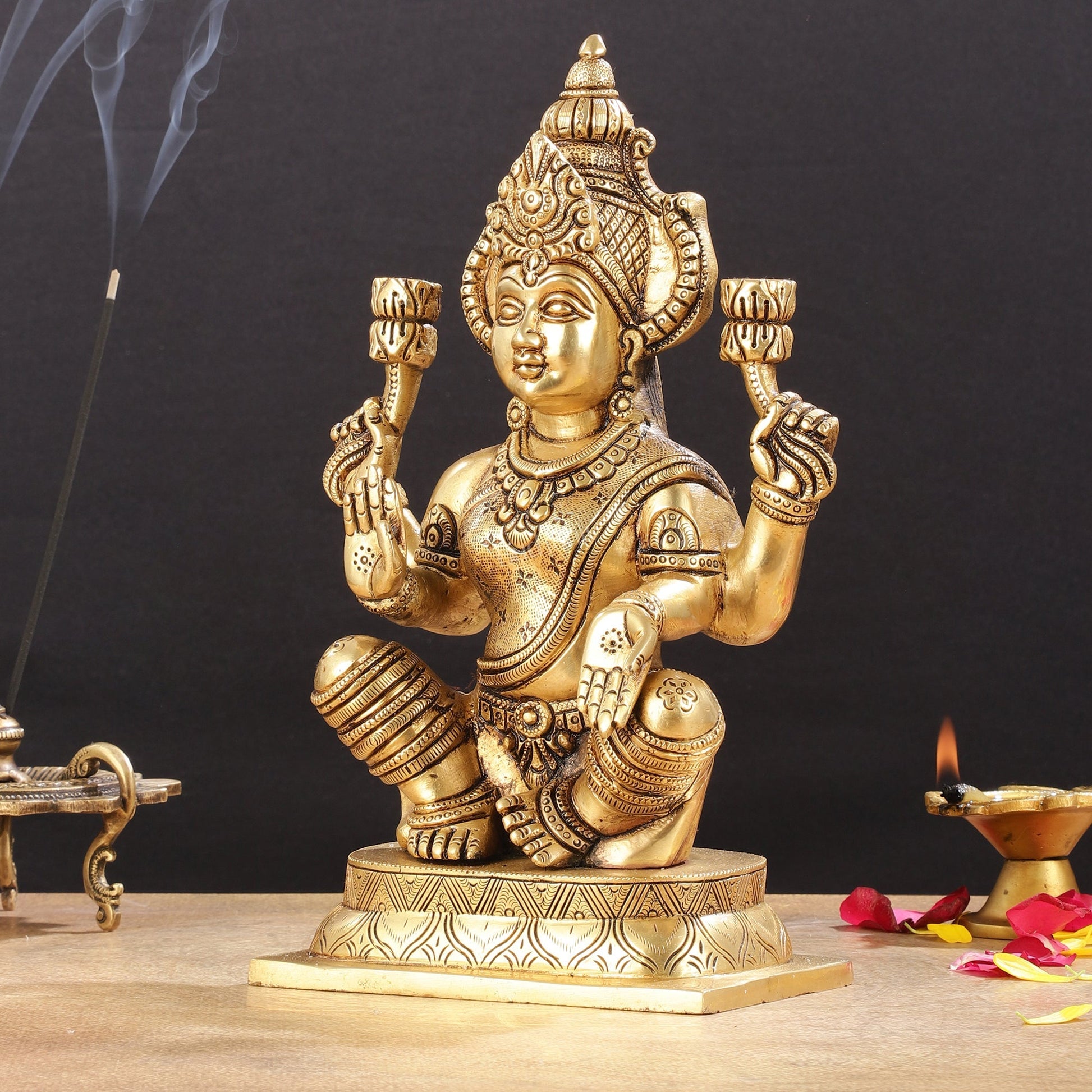 Brass Superfine Lakshmi Idol - 11.5 Inch Statue