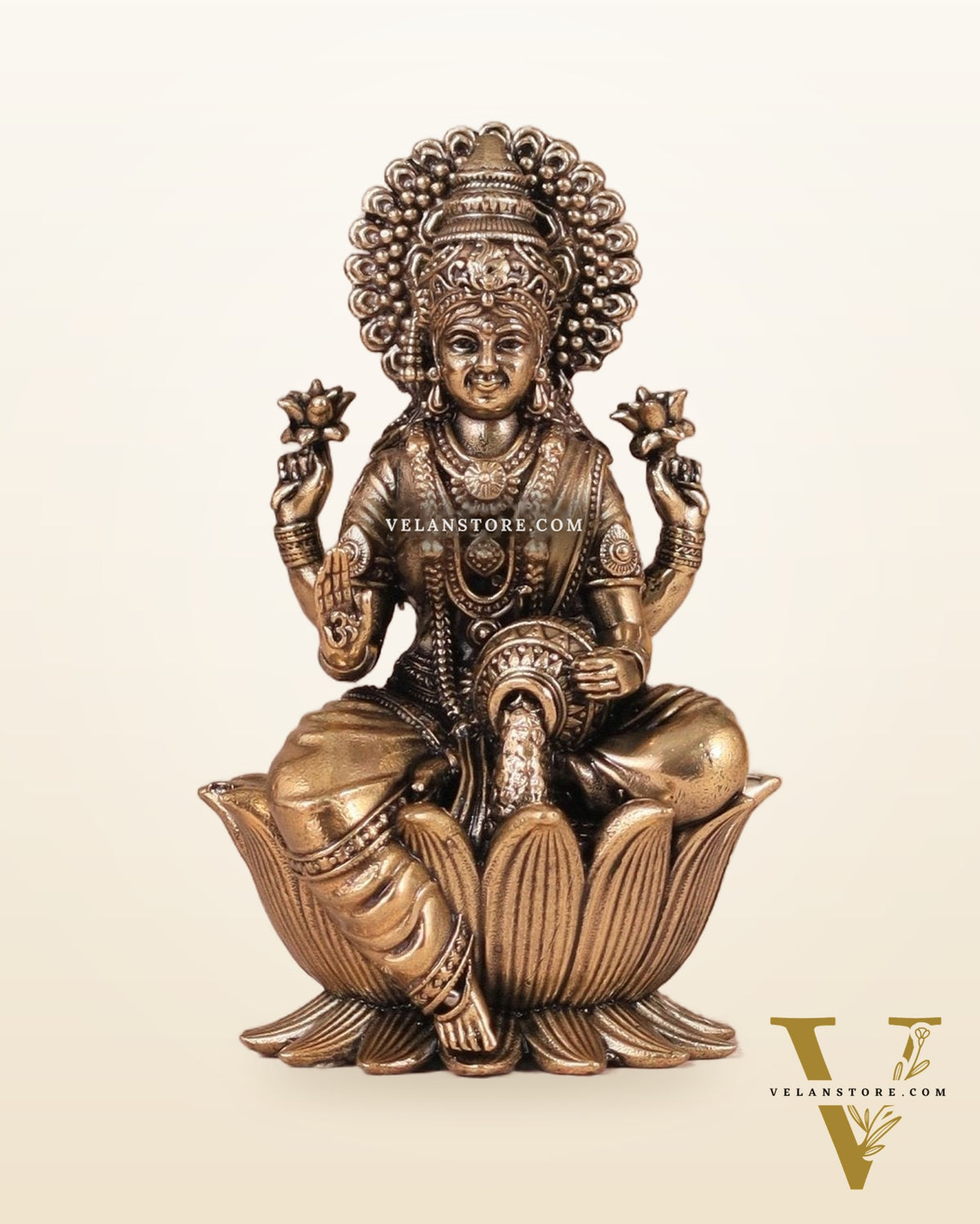 Brass Superfine Lakshmi Idol - 4 Inch lotus base