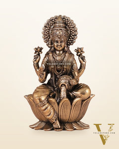 Brass Superfine Lakshmi Idol - 4 Inch lotus base