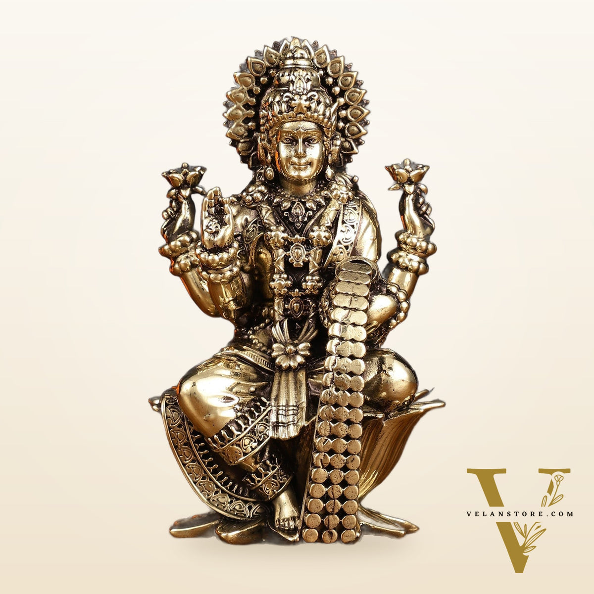 Brass Superfine Lakshmi Idol - 4 Inch