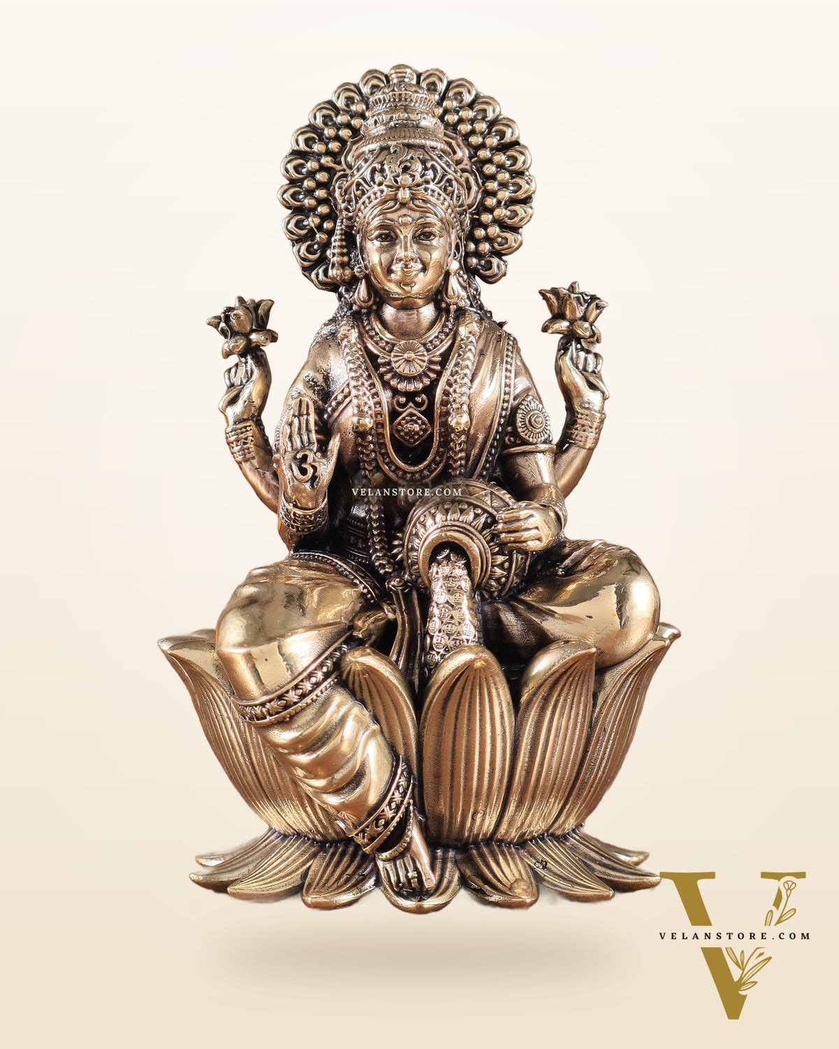 Brass Superfine Lakshmi Idol - 6 Inch lotus base