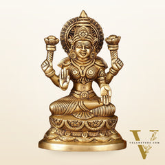 Brass Superfine Lakshmi Idol - 7" Elegant Sculpture