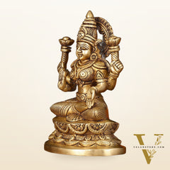 Brass Superfine Lakshmi Idol - 7" Elegant Sculpture