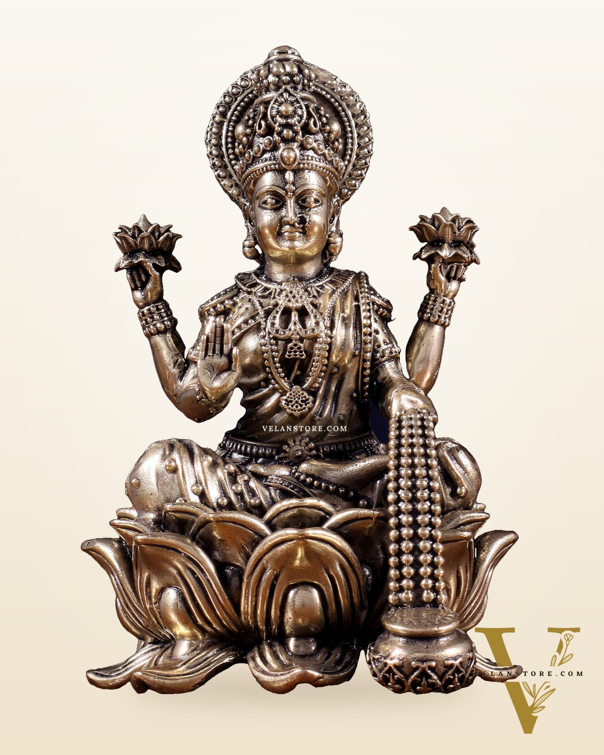 Brass Superfine Lakshmi Idol on Lotus Base 5"