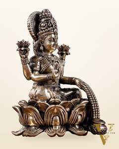Brass Superfine Lakshmi Idol on Lotus Base 5"