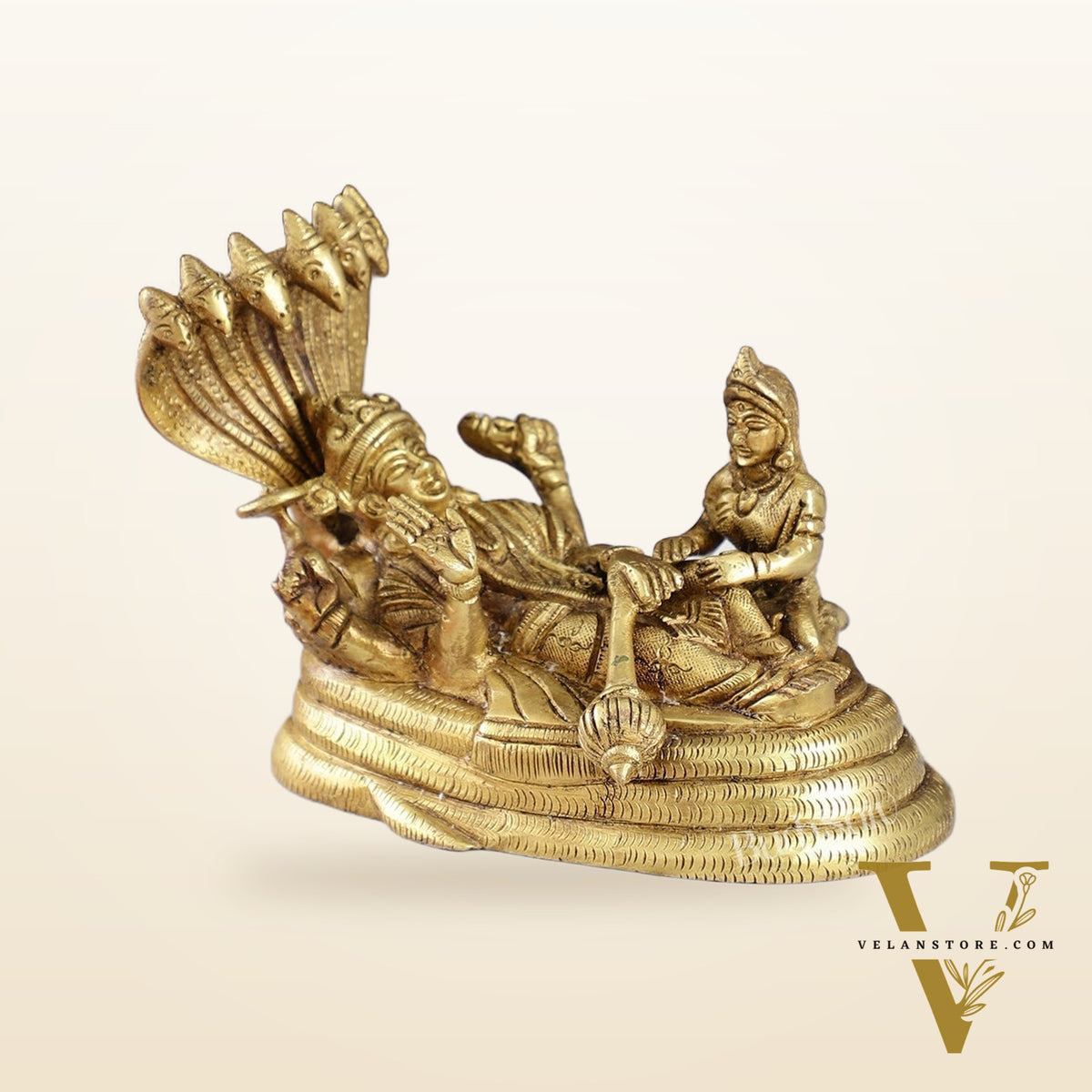 Brass Superfine Lakshmi Narayan Vishnu on Sheshanaag | 5" Height