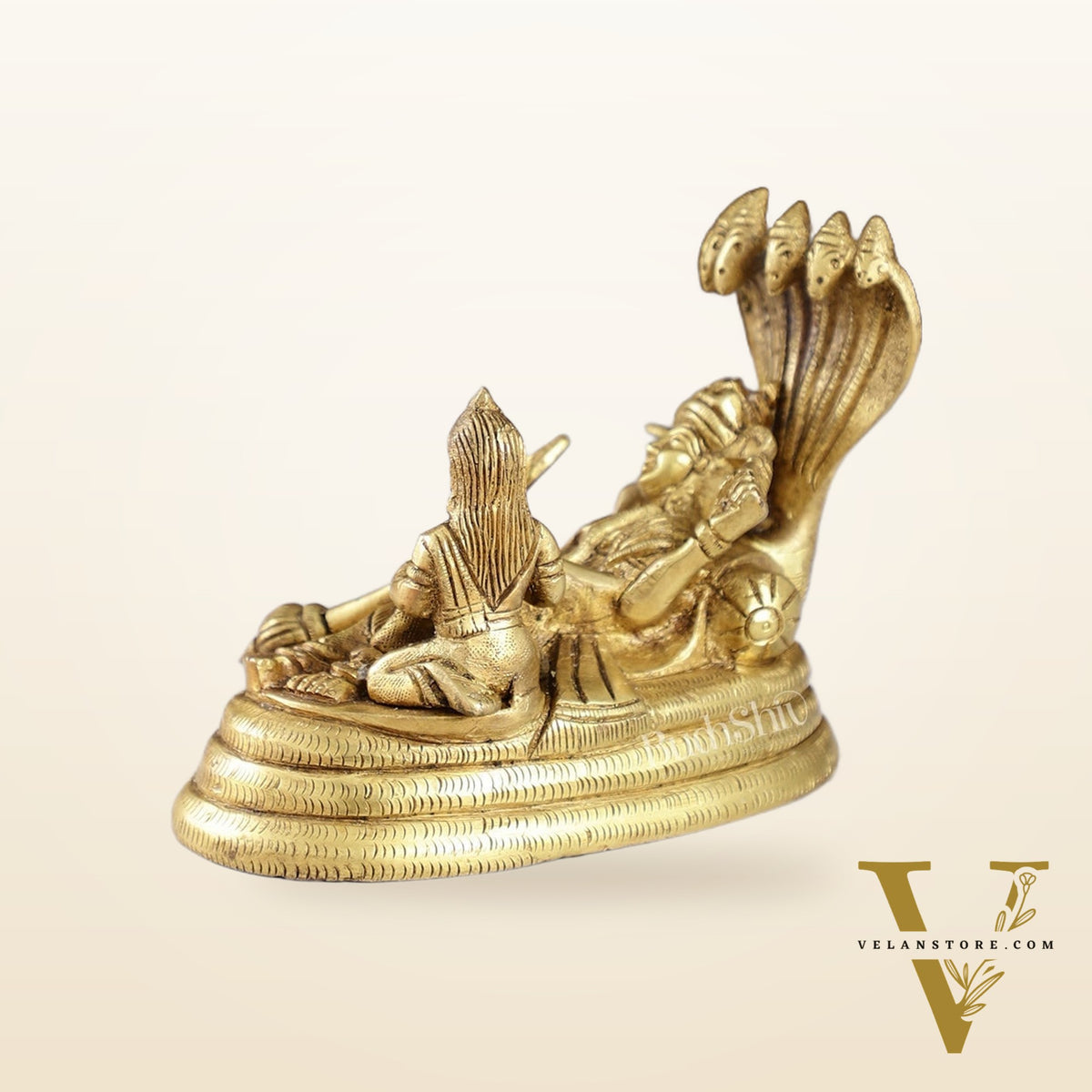 Brass Superfine Lakshmi Narayan Vishnu on Sheshanaag | 5" Height