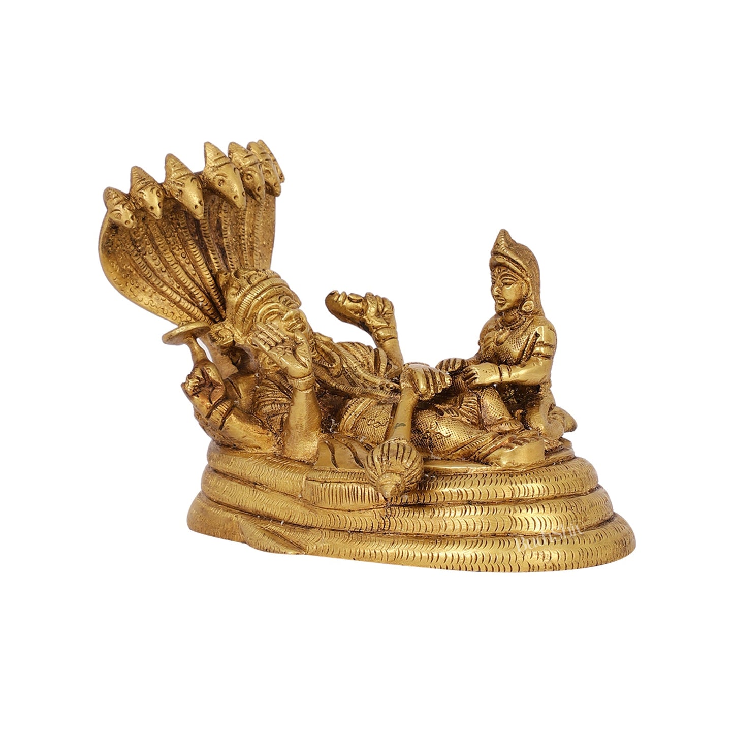 Brass Superfine Lakshmi Narayan Vishnu on Sheshanaag | 5" Height