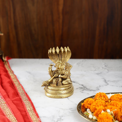Brass Superfine Lakshmi Narayan Vishnu on Sheshanaag | 5" Height