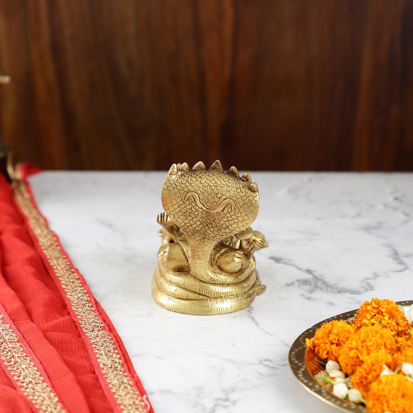 Brass Superfine Lakshmi Narayan Vishnu on Sheshanaag | 5" Height