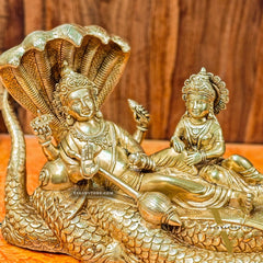 Brass Superfine Lakshmi Narayana Vishnu Lakshmi resting 20"