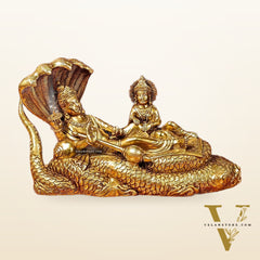 Brass Superfine Lakshmi Narayana Vishnu Lakshmi resting 20"