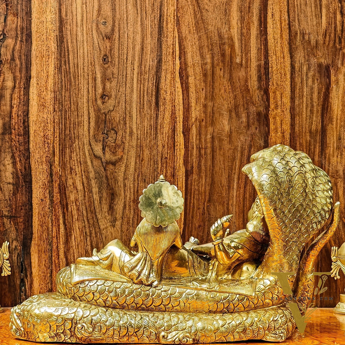 Brass Superfine Lakshmi Narayana Vishnu Lakshmi resting 20"