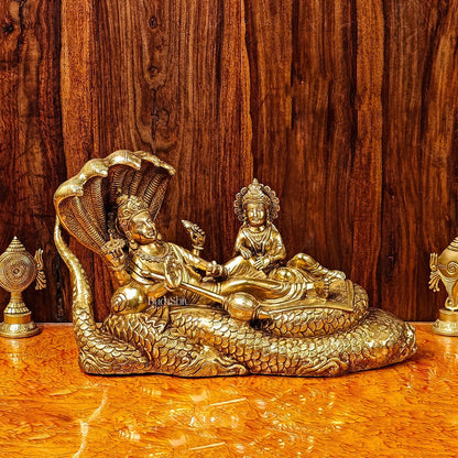 Brass Superfine Lakshmi Narayana Vishnu Lakshmi resting 20"