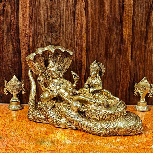 Brass Superfine Lakshmi Narayana Vishnu Lakshmi resting 20"