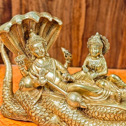 Brass Superfine Lakshmi Narayana Vishnu Lakshmi resting 20"