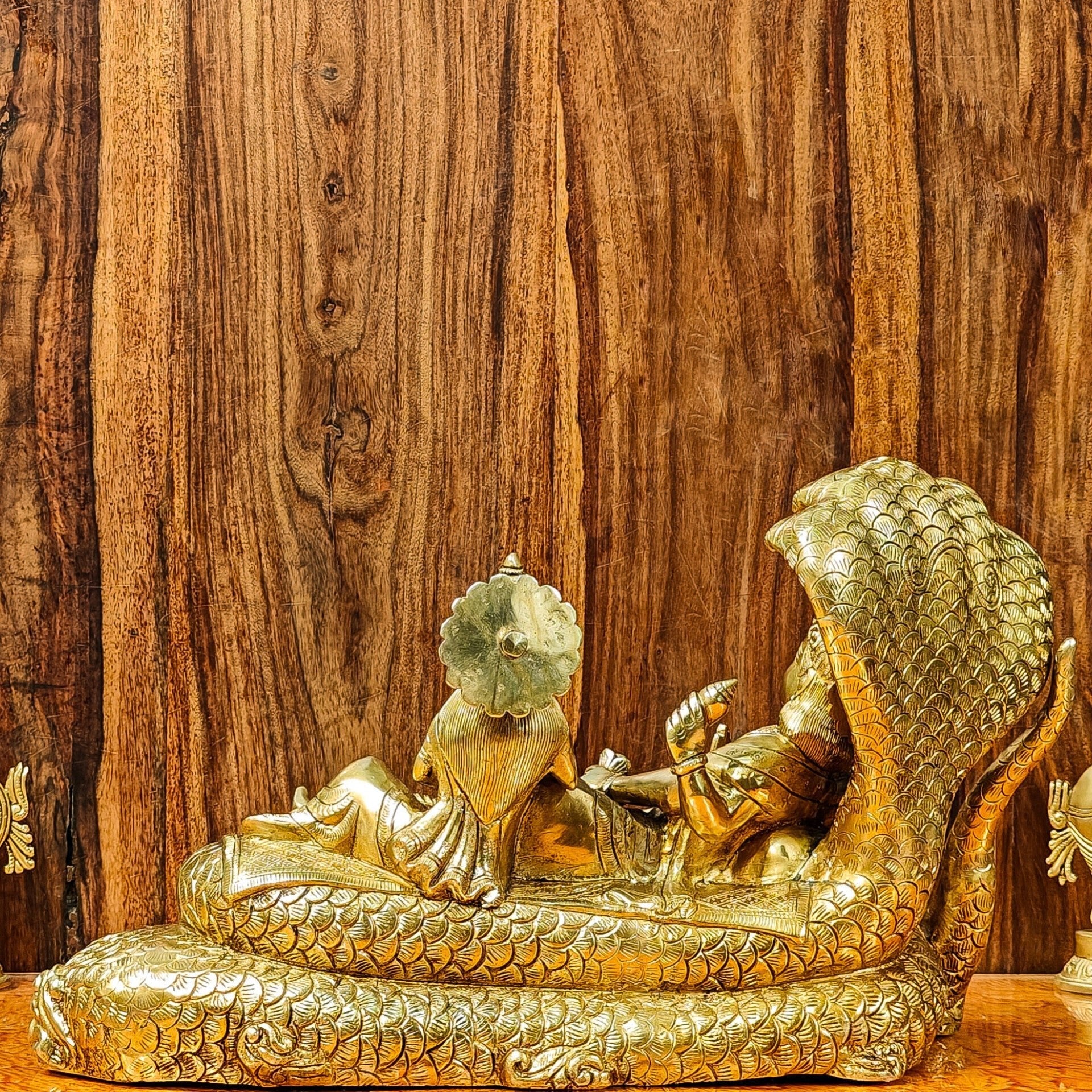 Brass Superfine Lakshmi Narayana Vishnu Lakshmi resting 20"