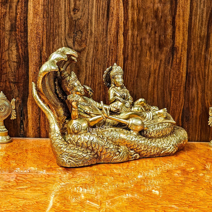 Brass Superfine Lakshmi Narayana Vishnu Lakshmi resting 20"