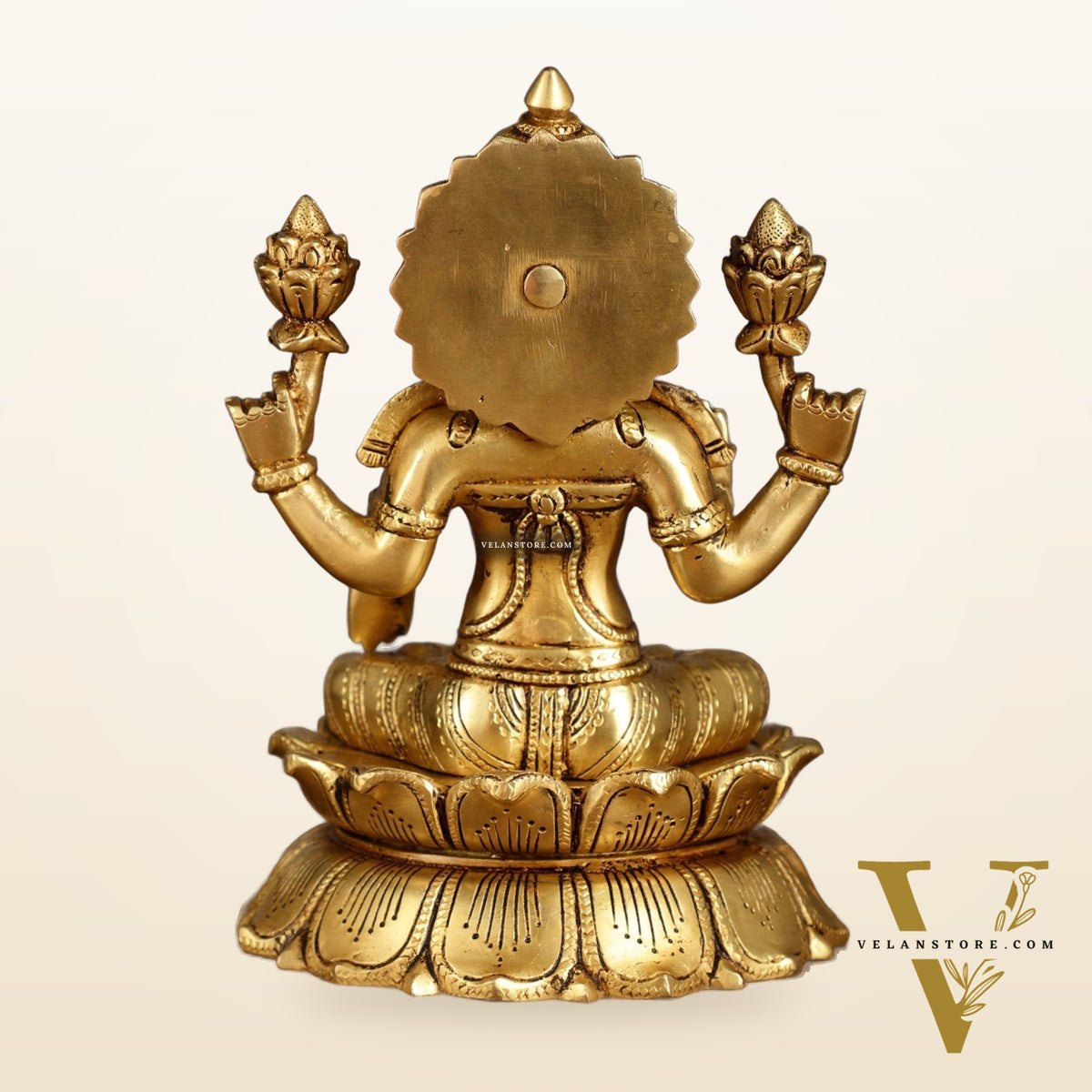 Brass Superfine Lakshmi Statue on Lotus | 9 Inch