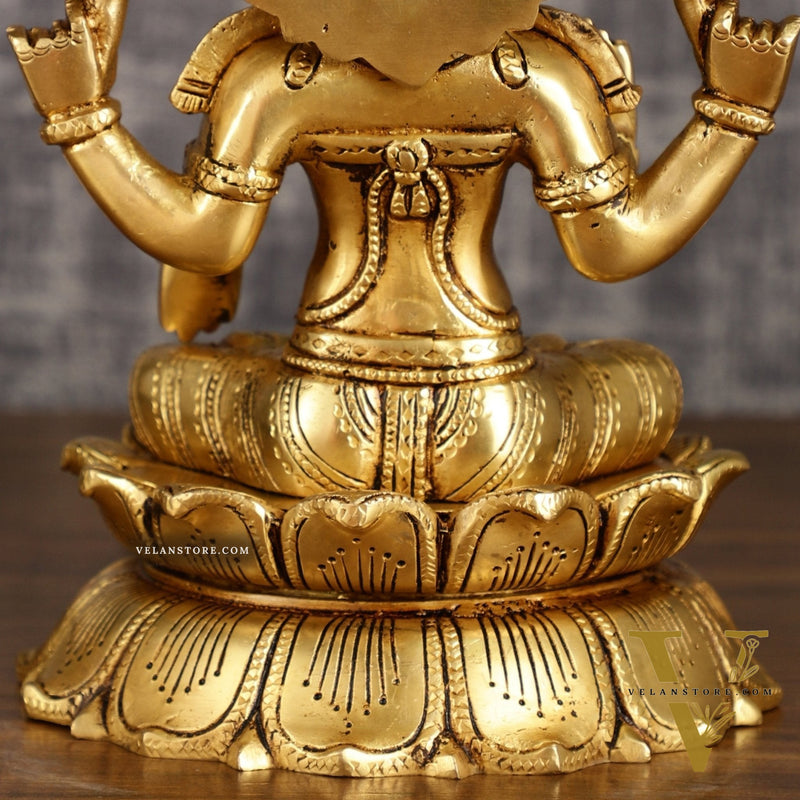 Brass Superfine Lakshmi Statue on Lotus | 9 Inch
