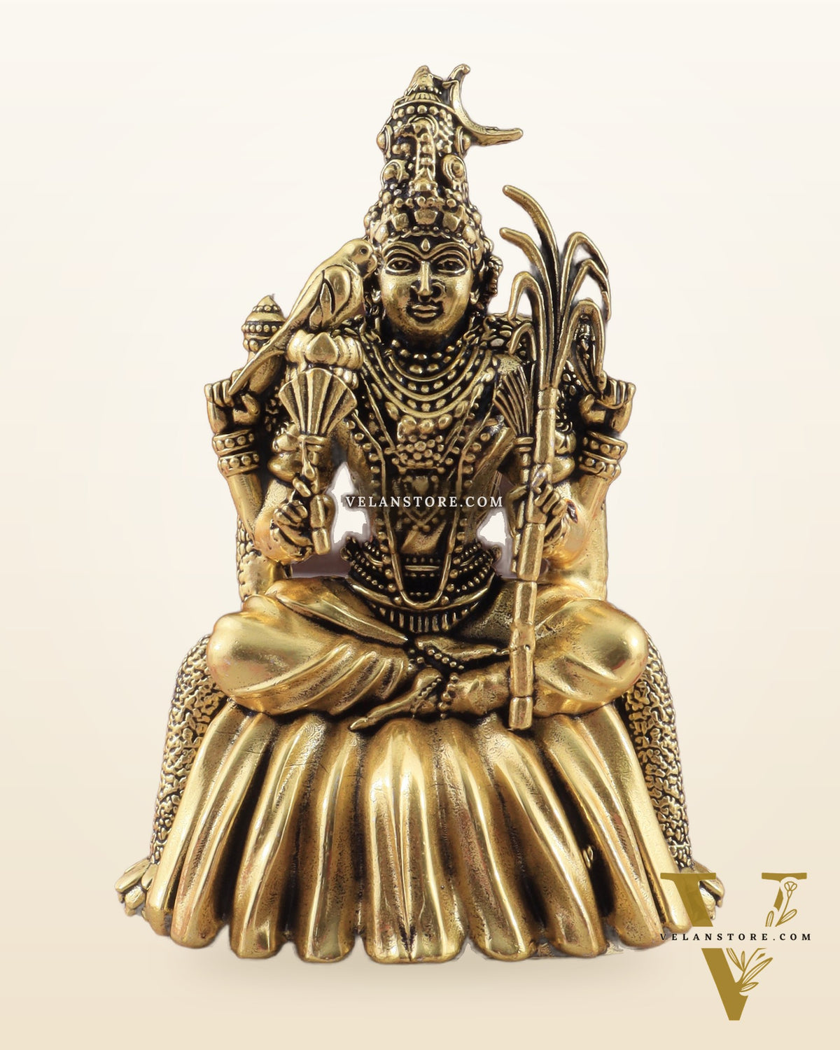Brass Superfine Lalitadevi Rajarajeshwari Idol - 4 in Height golden tone
