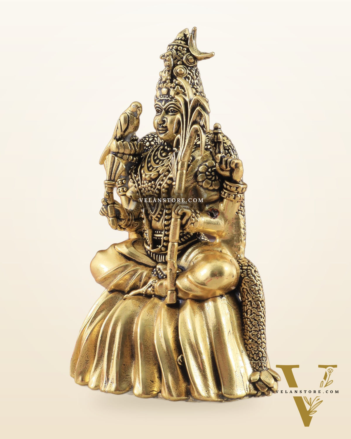 Brass Superfine Lalitadevi Rajarajeshwari Idol - 4 in Height golden tone