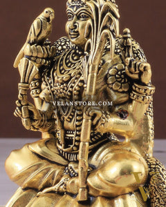 Brass Superfine Lalitadevi Rajarajeshwari Idol - 4 in Height golden tone