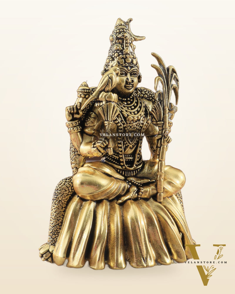 Brass Superfine Lalitadevi Rajarajeshwari Idol - 4 in Height golden tone
