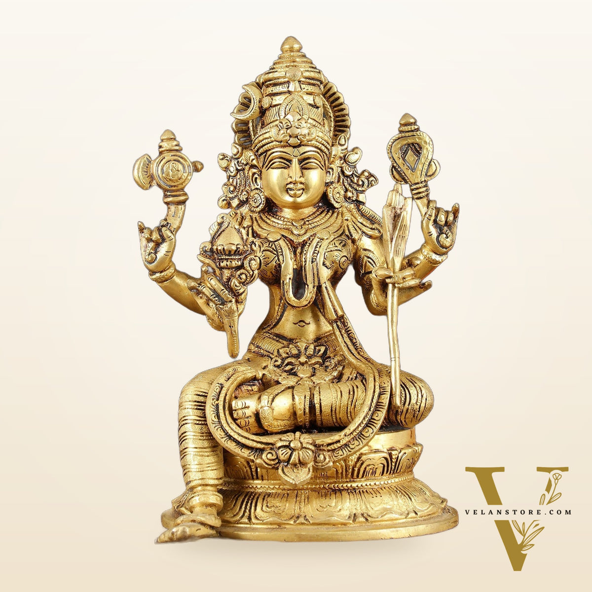 Brass Superfine Lalitadevi Rajarajeshwari tripura sundari idol 10.5"