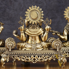 Brass Superfine Large Ganesha Lakshmi Saraswati Idol Set - 7 Inch