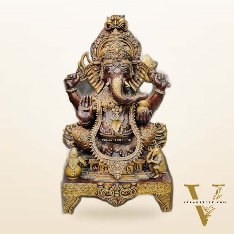 Brass Superfine large Ganesha Statue 35"